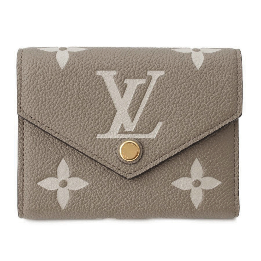 Louis Vuitton 路易威登 M81861 經典Victorine系列雙色Monogram壓花開釦式三折錢包短夾(米色)