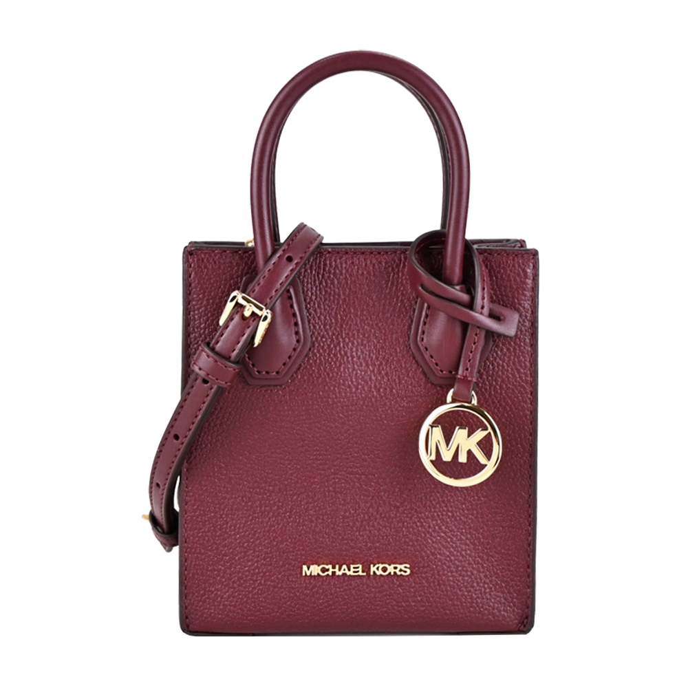 Michael Kors MK皮革紙袋造型迷你兩用斜背包-酒紅