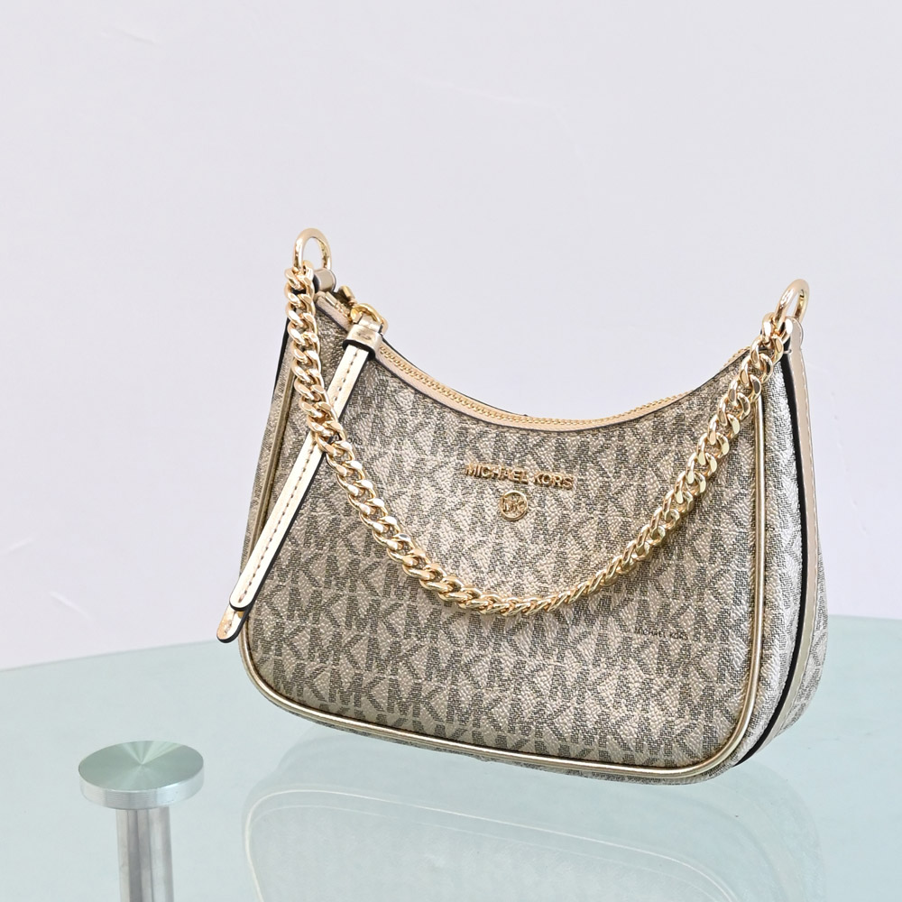 Michael Kors Jet Set Charm 印花鍊帶肩背小提包.金色