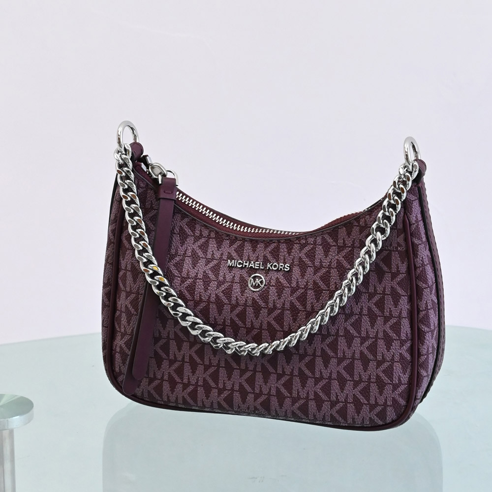 Michael Kors Jet Set Charm 印花鍊帶肩背小提包.酒紅