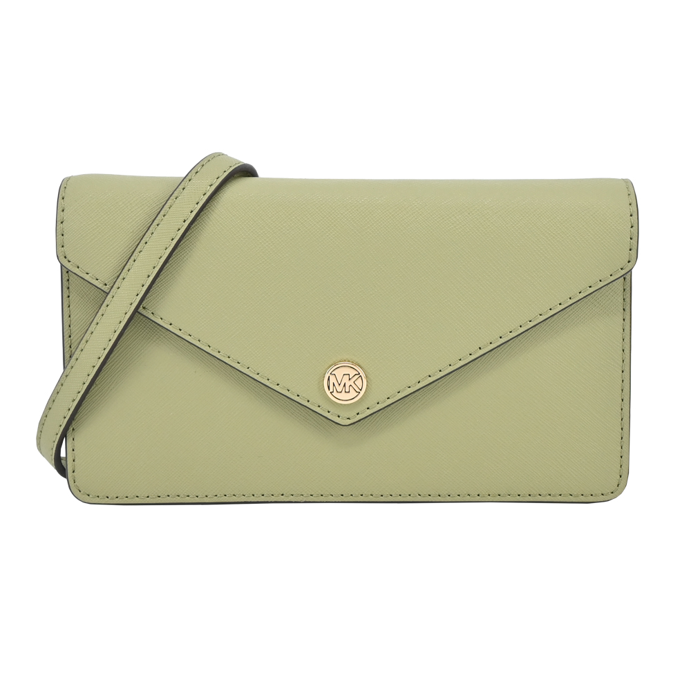 Michael Kors MICHAEL KORS JET SET TRAVEL防刮皮革信封式WOC斜背包-鼠尾草綠