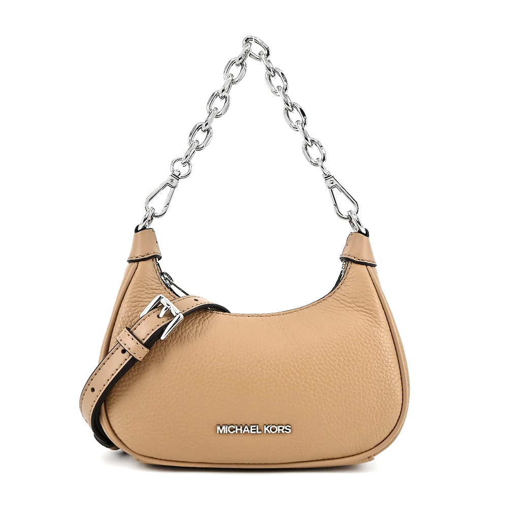 Michael Kors MICHAEL KORS CORA荔枝紋拉鍊手提/斜背兩用包-迷你/駝