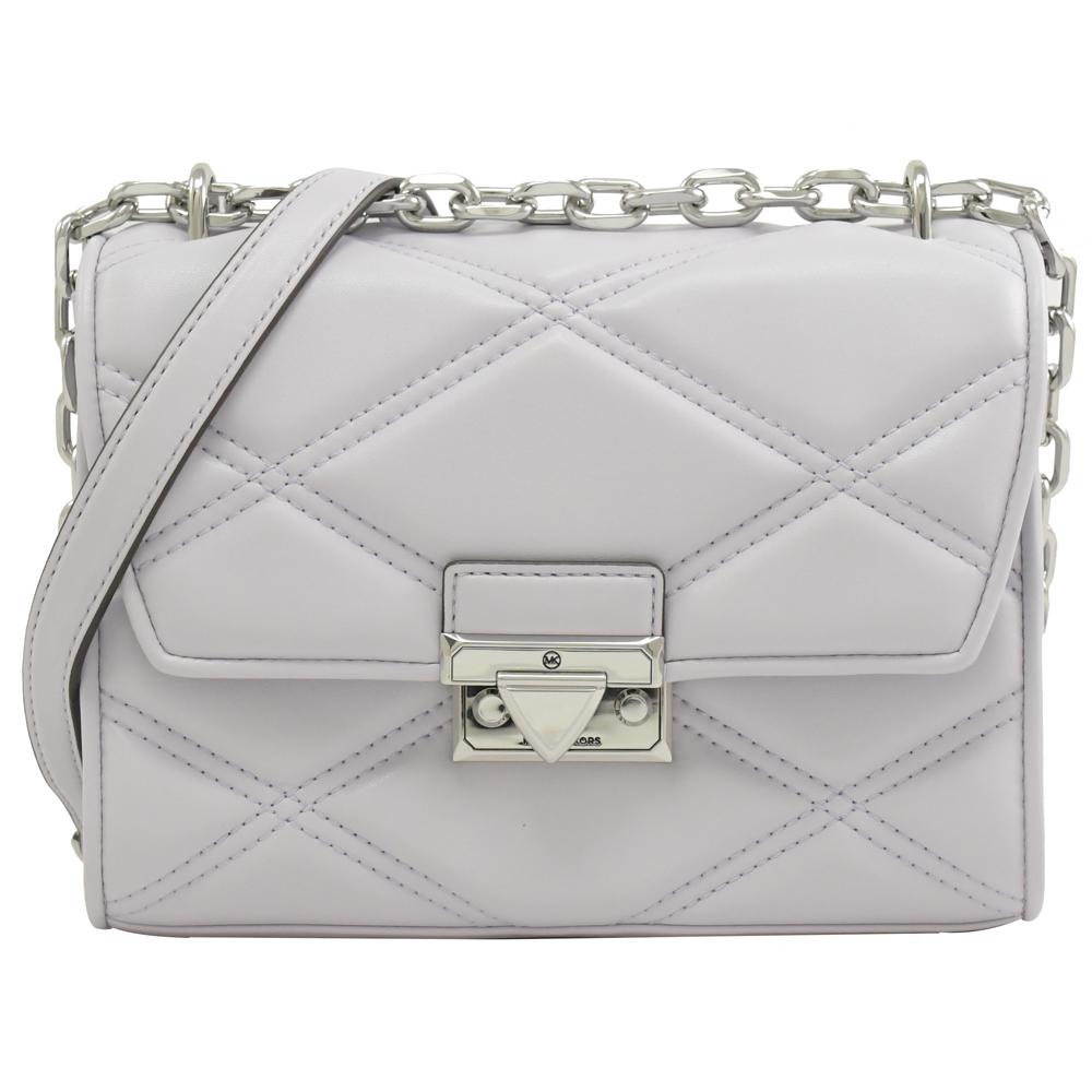 Michael Kors SERENA 菱格絎縫翻蓋肩斜背鍊包.淡紫