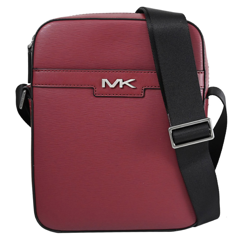 Michael Kors COOPER 水波紋皮革斜背方包.櫻桃紅