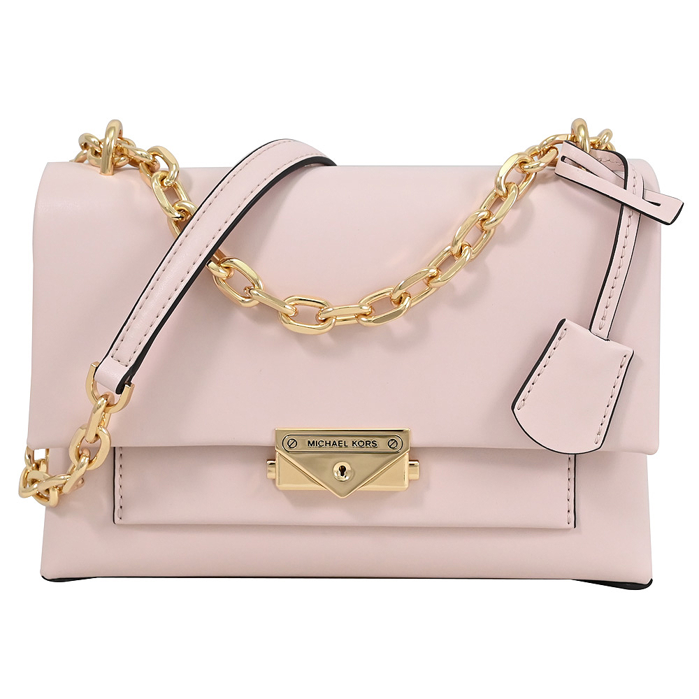 Michael Kors CECE 金屬鎖頭釦翻蓋鍊條肩斜包.粉