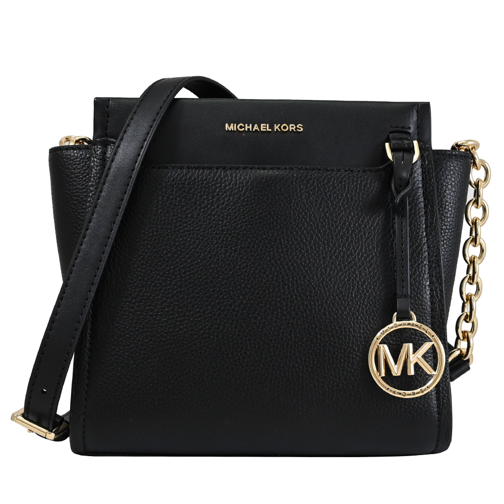 Michael Kors GRAHAM 浮雕LOGO皮革斜背包.黑