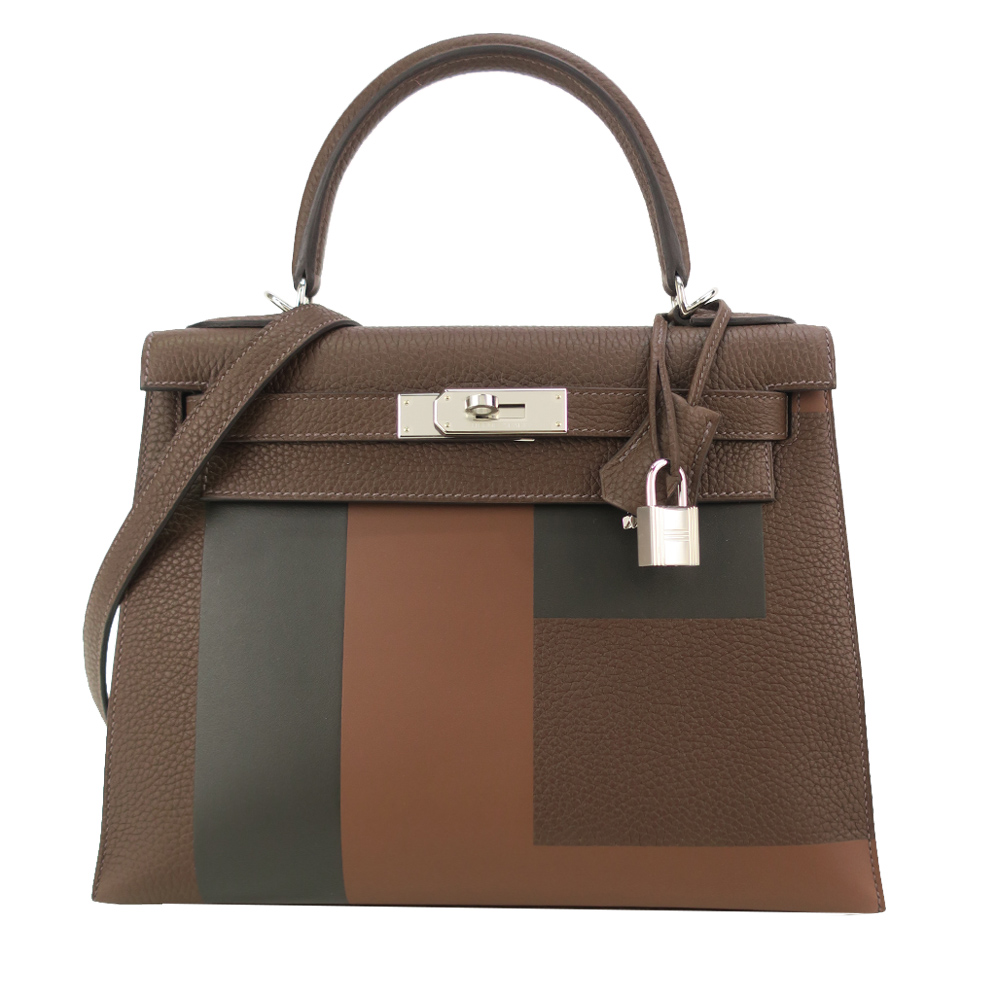 HERMES 愛馬仕 Kelly 28CM AA TOGO D刻 牛皮手提/肩背凱莉包(字母E/銀釦)