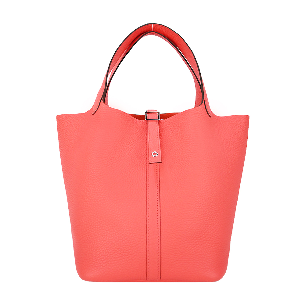 HERMES 愛馬仕 Picotin Lock 22CM T/C 牛皮桶包(Z刻/0E 德州玫瑰粉/銀釦)