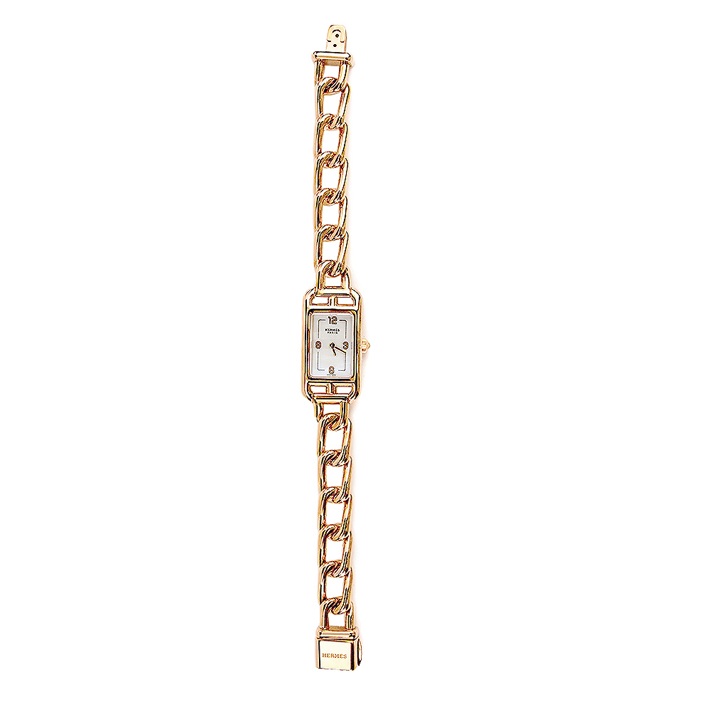 HERMES 愛馬仕 Montre Nantucket 鎖鍊腕錶(29mm/玫瑰金)