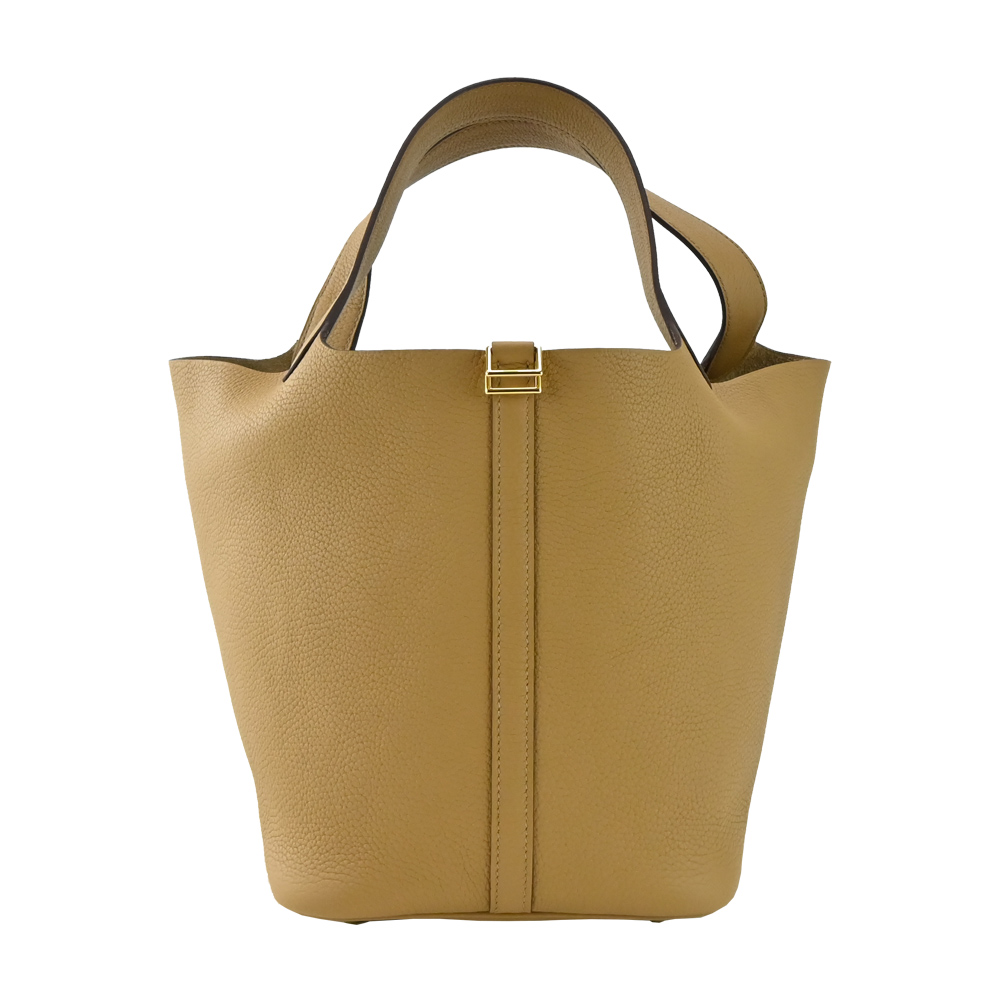 HERMES 愛馬仕 Picotin Lock 22CM T/C 牛皮桶包(4B餅乾/U刻/金釦)