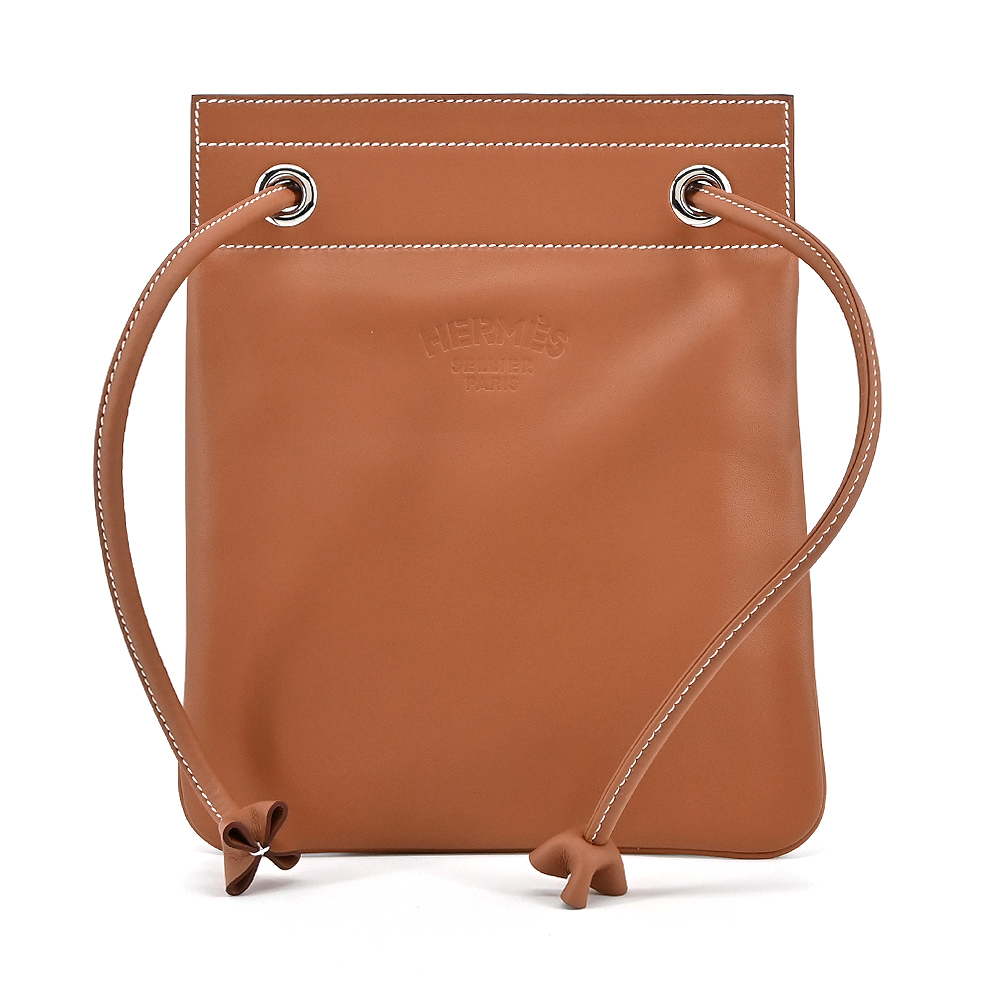 HERMES 愛馬仕 AlineMINI/Swift牛皮斜背扁包(BH駝金)