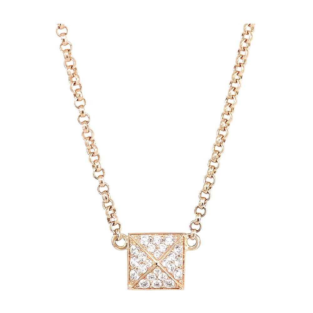 HERMES 愛馬仕 Herms Clou dH Kelly掛鎖釦鈎鑲鑽項鍊(玫瑰金)