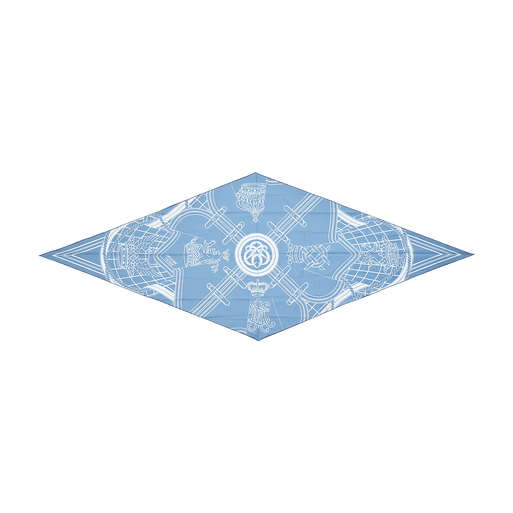 HERMES 愛馬仕 Hermes 愛馬仕 Grande Tenue手工捲邊棉質圍巾(藍/白)