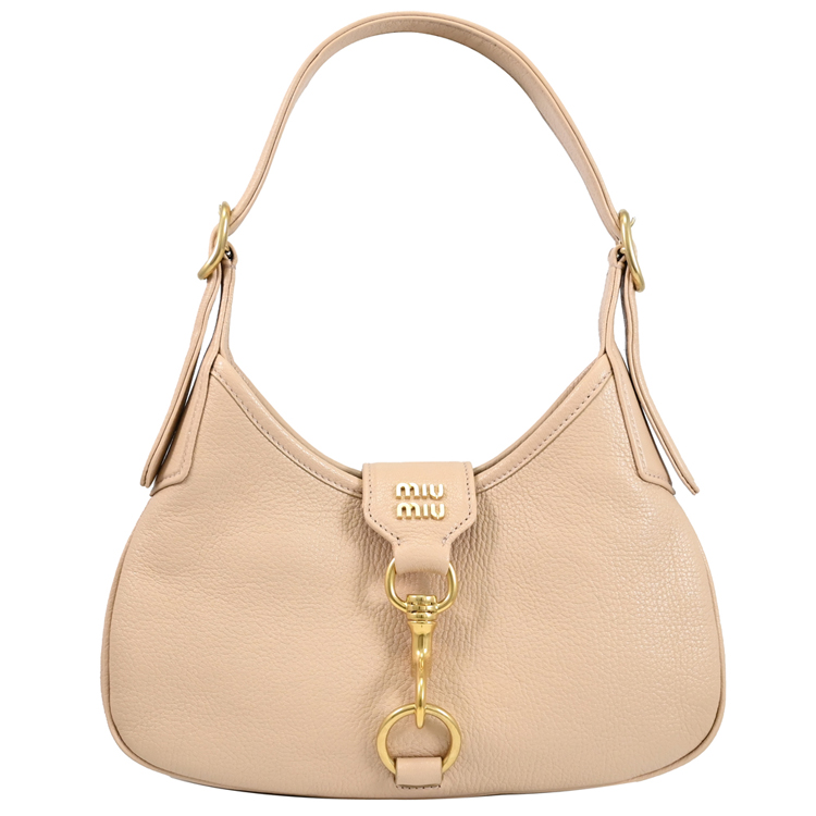 Miu Miu Madras 經典山羊皮扣式肩背包.淺沙色