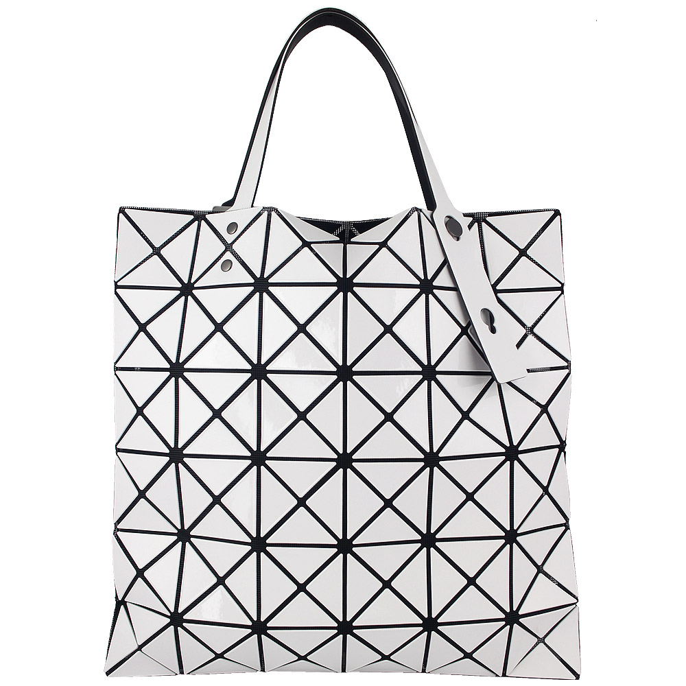 Issey Miyake 三宅一生 BAOBAO 白色亮面方格6x6手提包