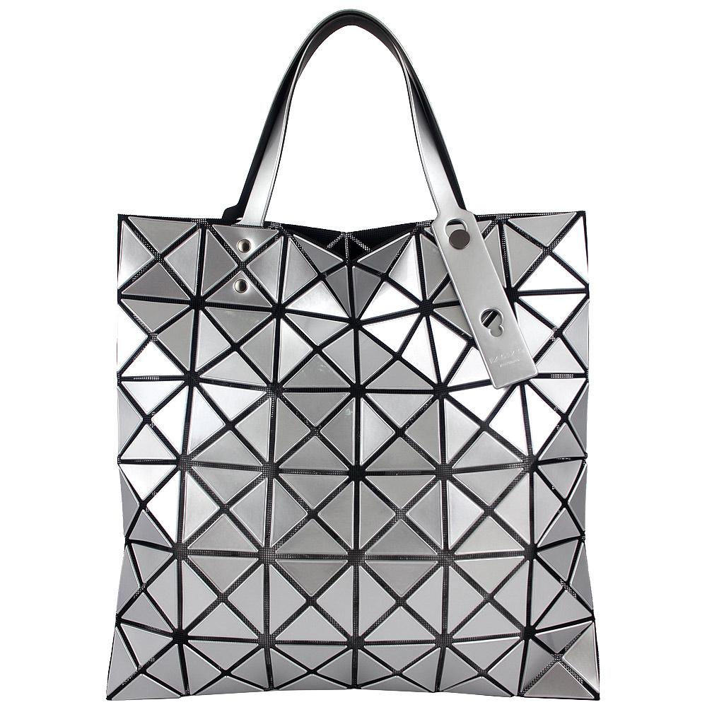 Issey Miyake 三宅一生 BAOBAO 銀色亮面方格6x6手提包
