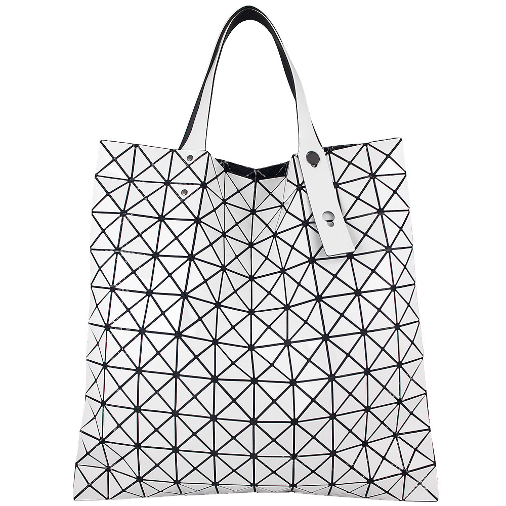 Issey Miyake 三宅一生 BAOBAO 白色亮面方格10x10側肩/手提包