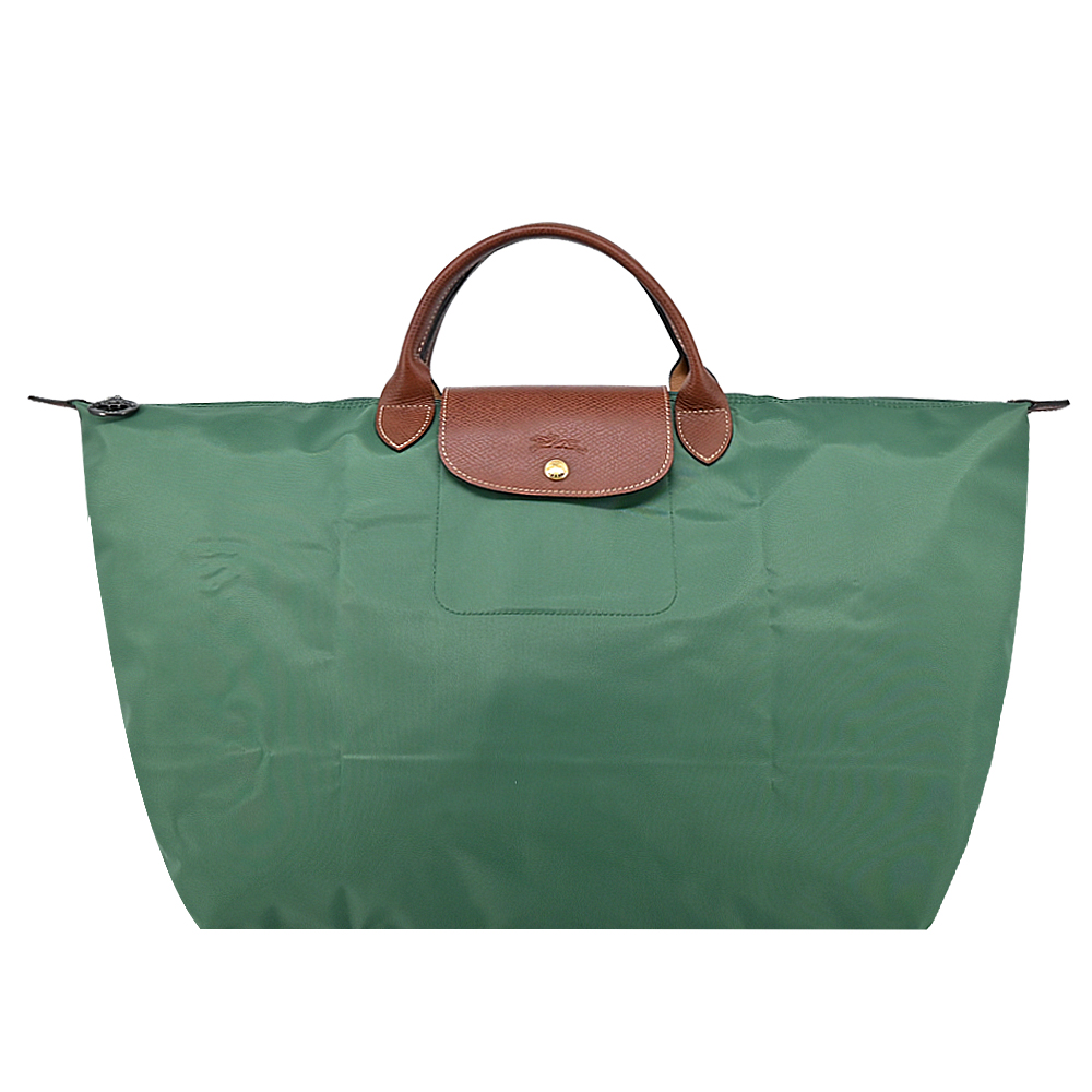 Longchamp LE PLIAGE系列短把再生尼龍摺疊水餃旅行袋(小/鼠尾草綠)