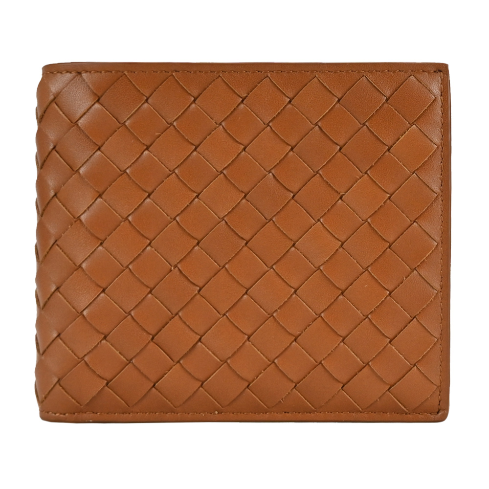 BOTTEGA VENETA 寶緹嘉 經典編織小羊皮對開8卡短夾(棕)