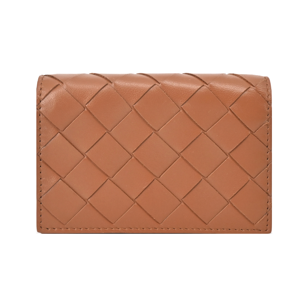 BOTTEGA VENETA 寶緹嘉 小羊皮編織卡片夾(棕色)