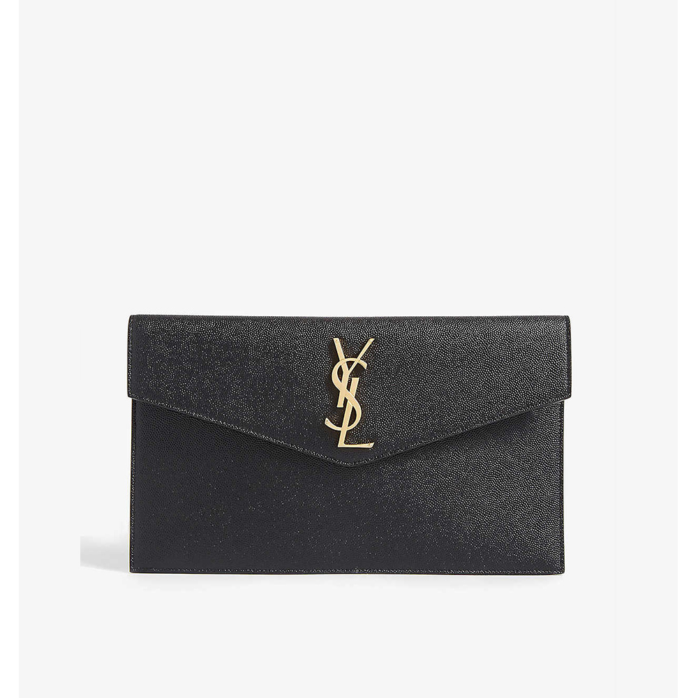 YSL 聖羅蘭 專櫃經典款粒面壓紋魚子醬牛皮手信封包(晚宴包 手拿包)