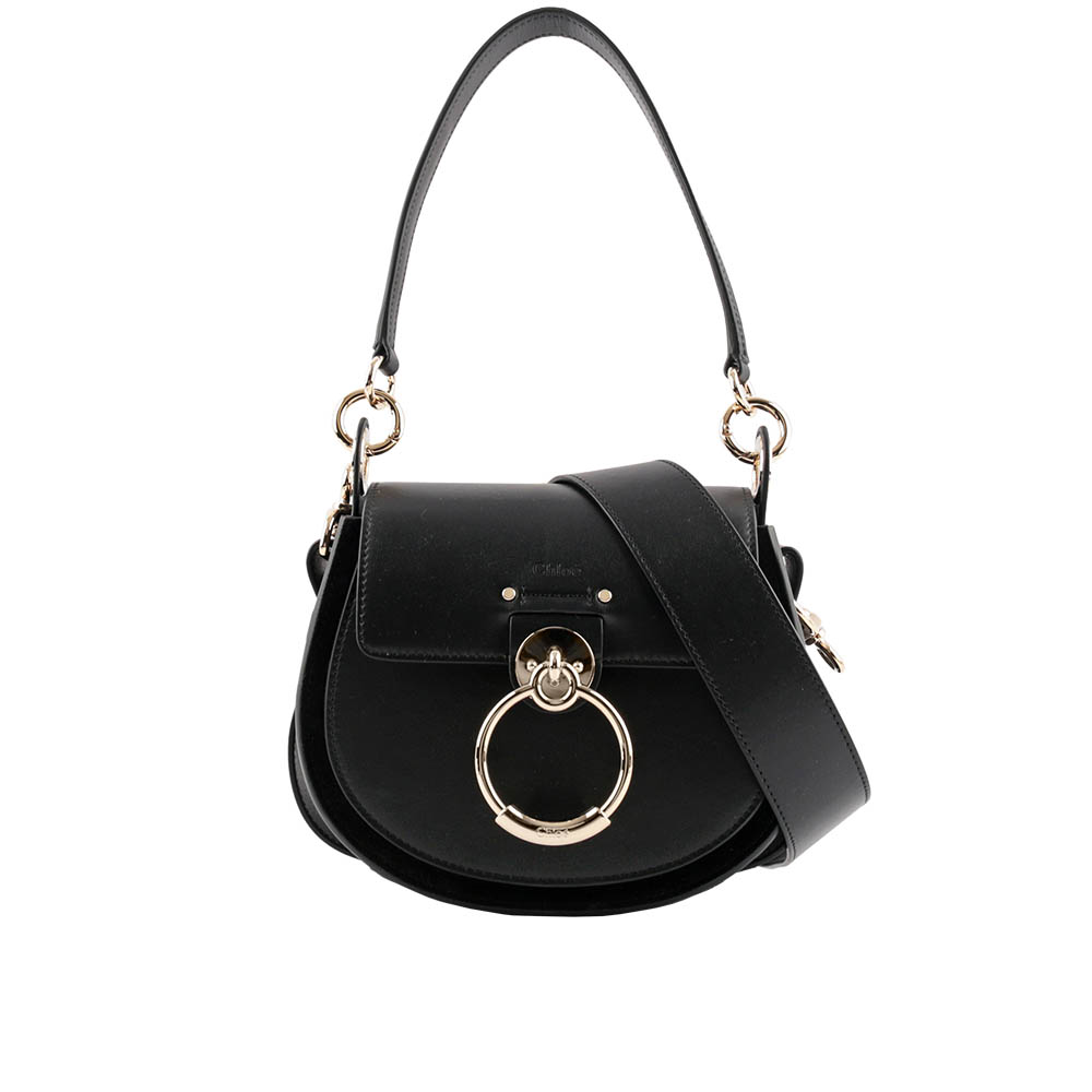 CHLOE 蔻依 Tess Small Bag 小牛皮拼麂皮肩背/斜背二用包(黑色) CHC22SS153G31001