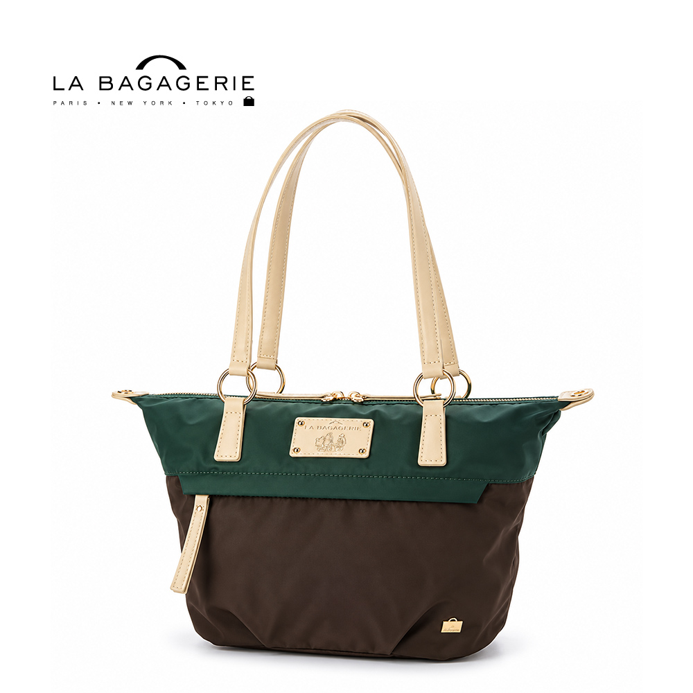 LA BAGAGERIE 防潑水兩用肩背包(綠x巧克力)