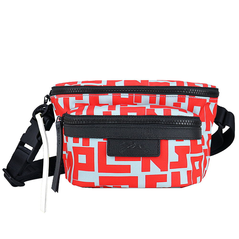 Longchamp LE PLIAGE LGP系列尼龍腰包(小/鼠尾草綠X紅)