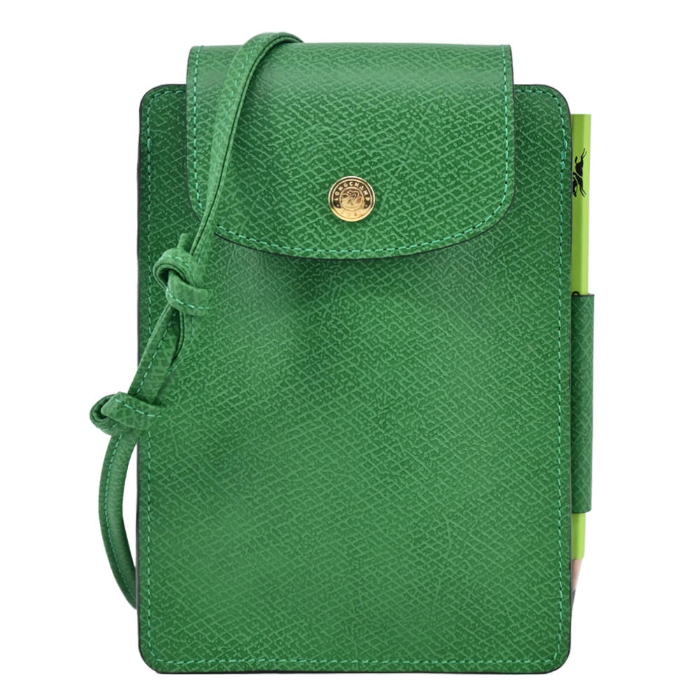 Longchamp PURE系列牛皮斜背包(迷你/草綠)