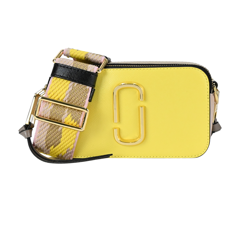 MARC JACOBS MJ SNAPSHOT 防刮撞色雙層斜背/相機包-黃/褐