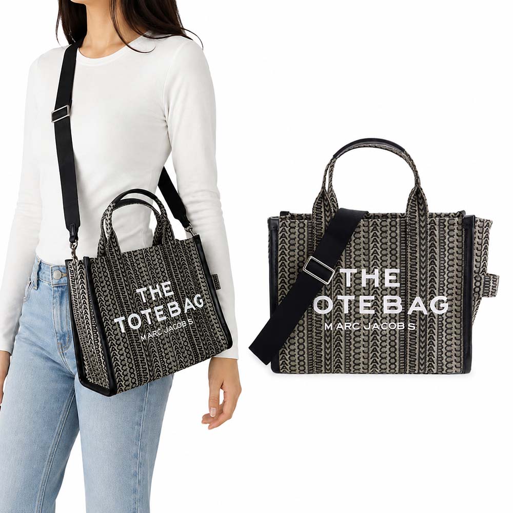 MARC JACOBS THE MONOGRAM MEDIUM TOTE緹花兩用托特包-中/黑