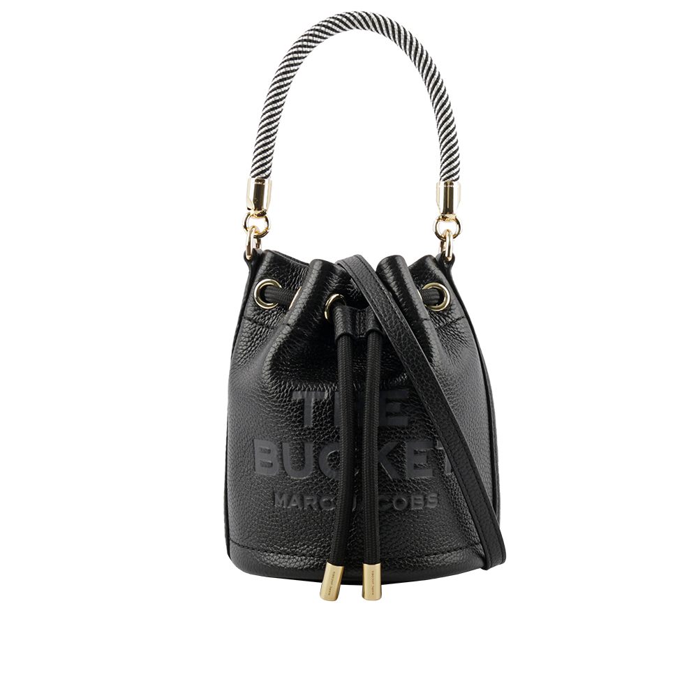 MARC JACOBS The Bucket Bag Logo 壓印二用迷你水桶包(黑色) 2S3HCR058H03 001