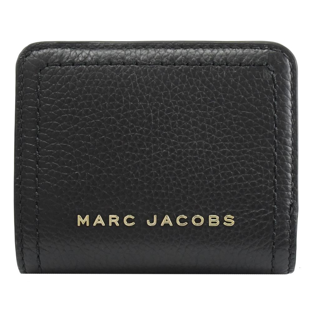 MARC JACOBS  馬克賈伯 浮雕LOGO皮革扣式短夾.黑