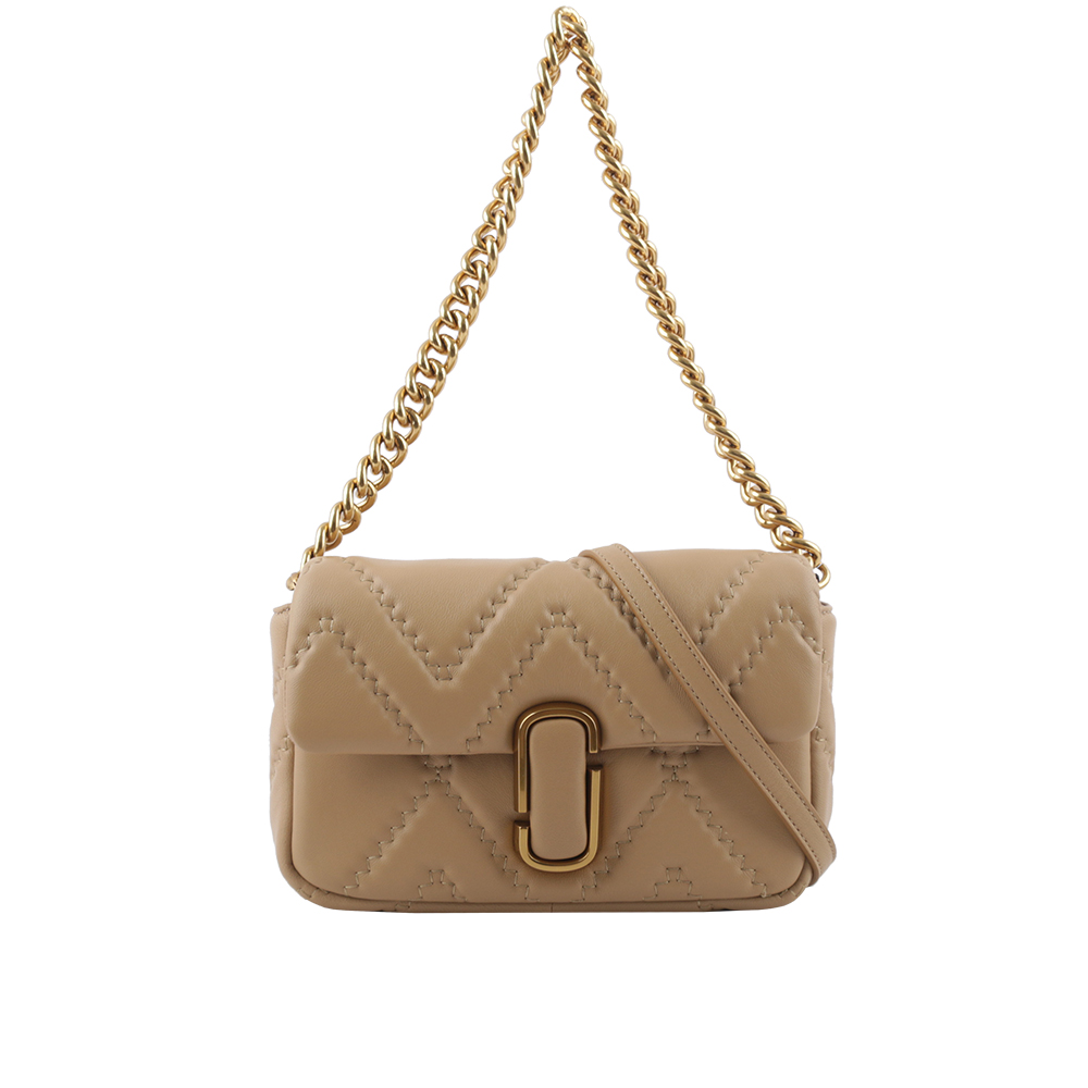MARC JACOBS THE J MARC 縫線小羊皮翻蓋二用包(駝色