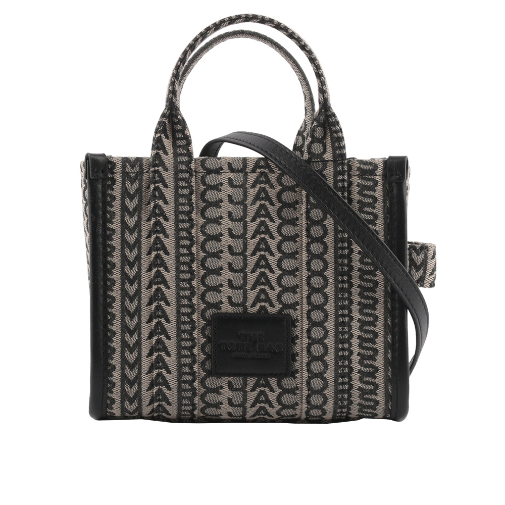 MARC JACOBS THE MONOGRAM TOTE 滿版標誌微型托特包(黑色/深米色) H021M06RE22 261