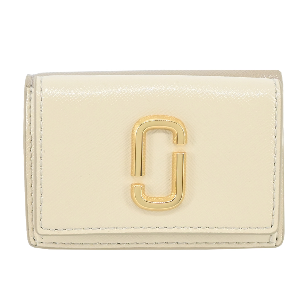 MARC JACOBS THE UTILITY SNAPSHOT 防刮壓釦三折短夾-米白