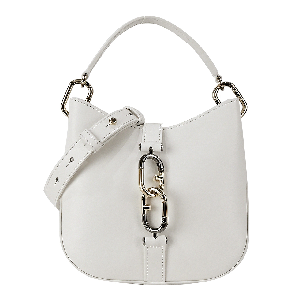 Furla SIRENA 雙鎖扣HOBO手提/斜背兩用包-迷你/白