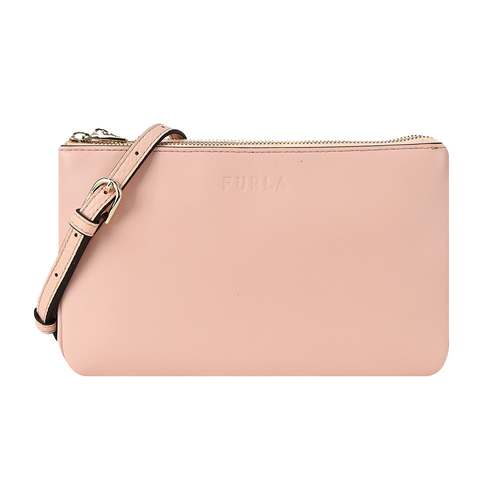 Furla MIASTELLA壓印LOGO雙層斜背包-粉
