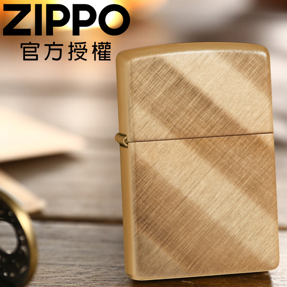 Zippo 【官方授權店】Classic Diagonal Weave Brass 經典黃銅對角拉絲紋防風打火機