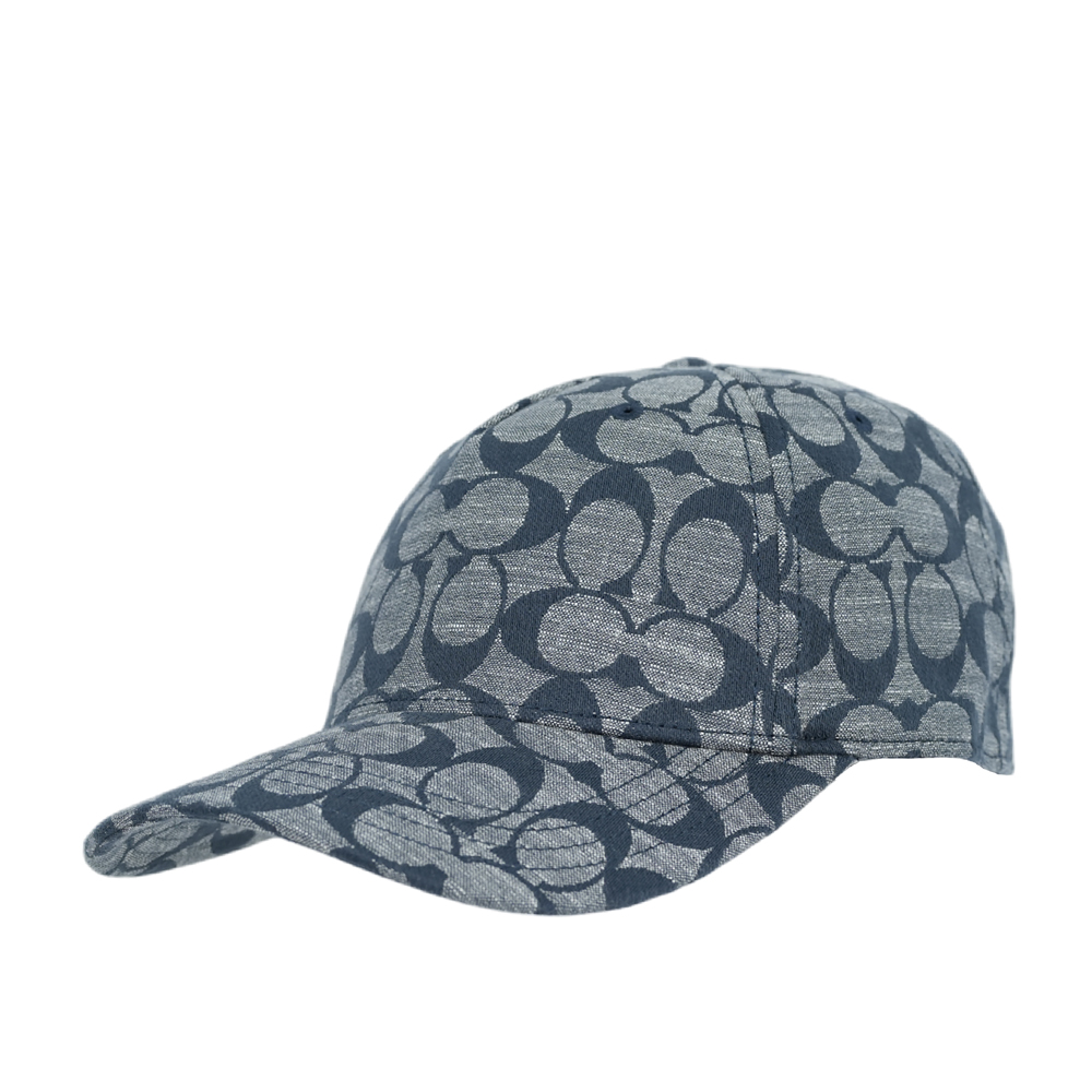 COACH 蔻馳 CC Logo Chambray 織布棒球帽(藍色)