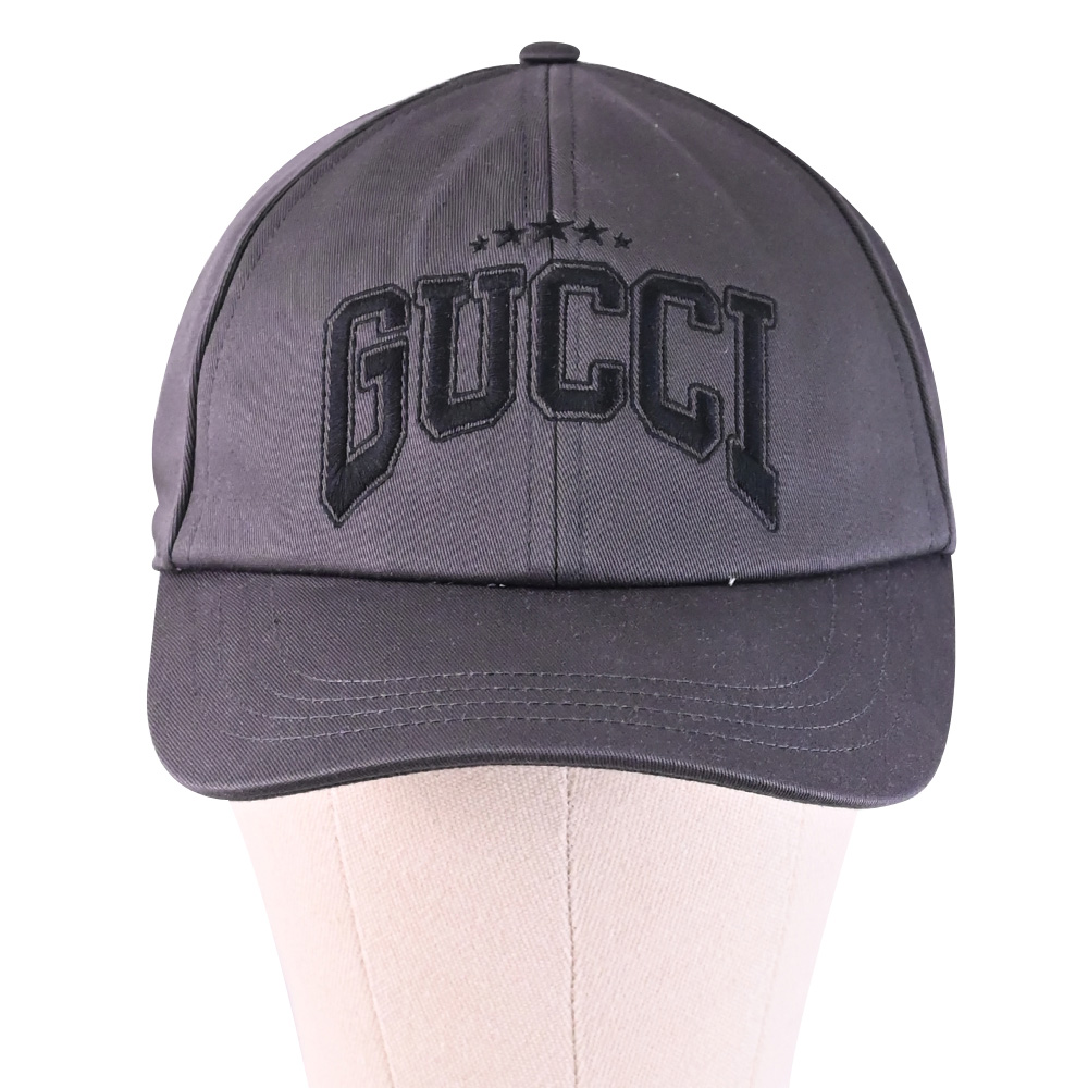 GUCCI 古馳 學院風標誌LOGO棉質遮陽帽/棒球帽.深灰