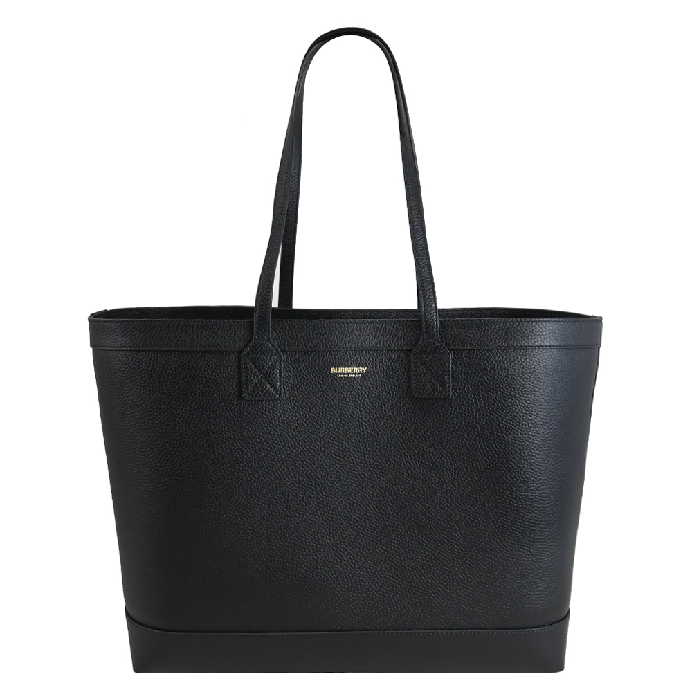 BURBERRY 巴寶莉 LONDON TOTE 質感牛皮肩背大托特包/購物包.黑