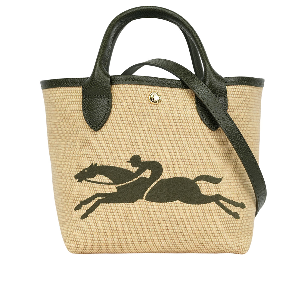 Longchamp S號 LE PANIER PLIAGE 草編二用包(卡其綠)