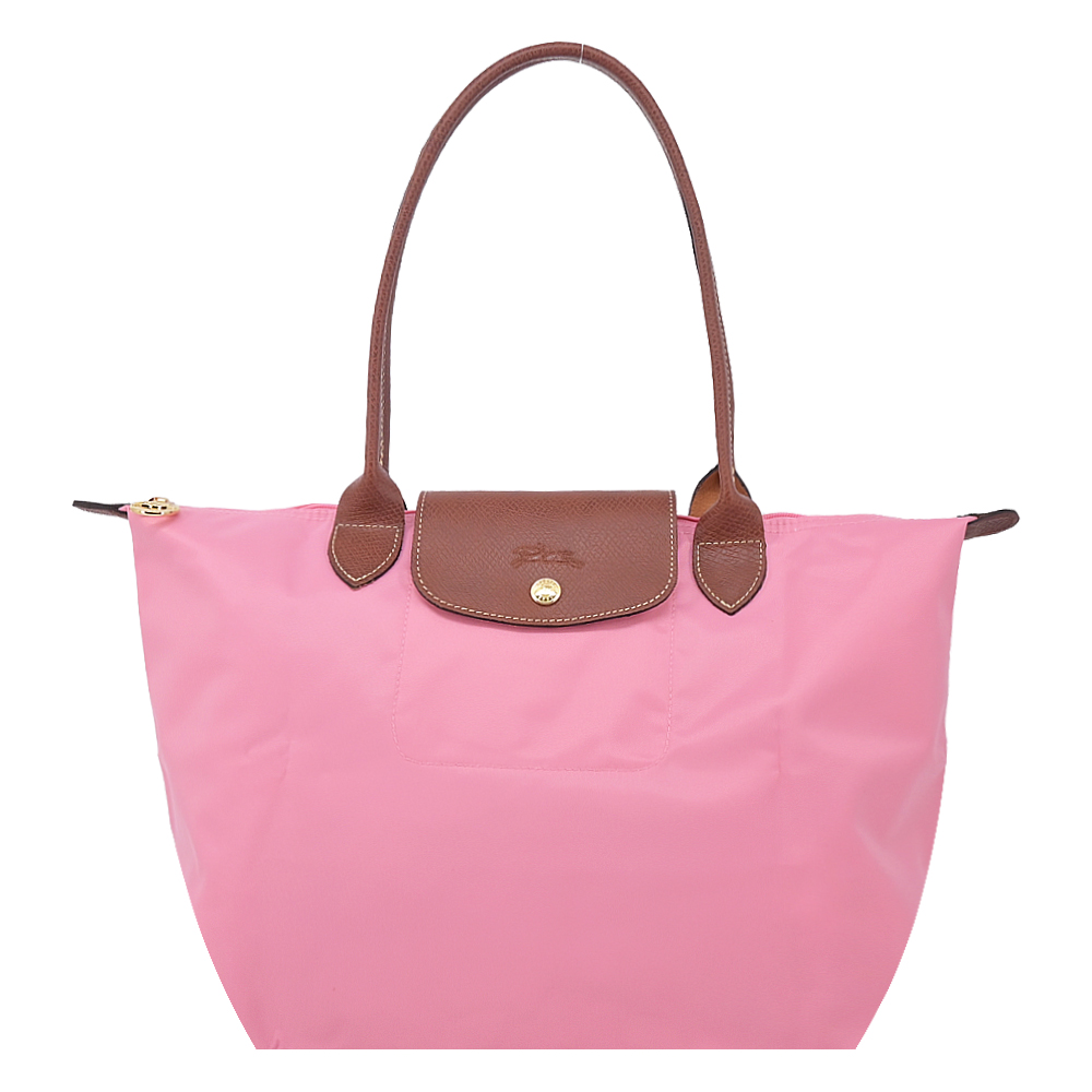 Longchamp LE PLIAGE系列長把再生尼龍摺疊水餃包(中/棉花糖粉)