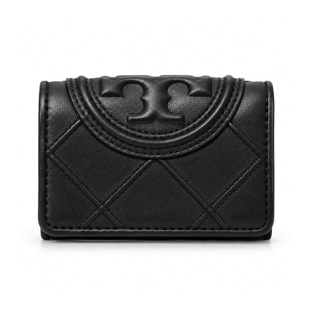 TORY BURCH FLEMING 絎縫三折短夾-黑 母親節 禮物