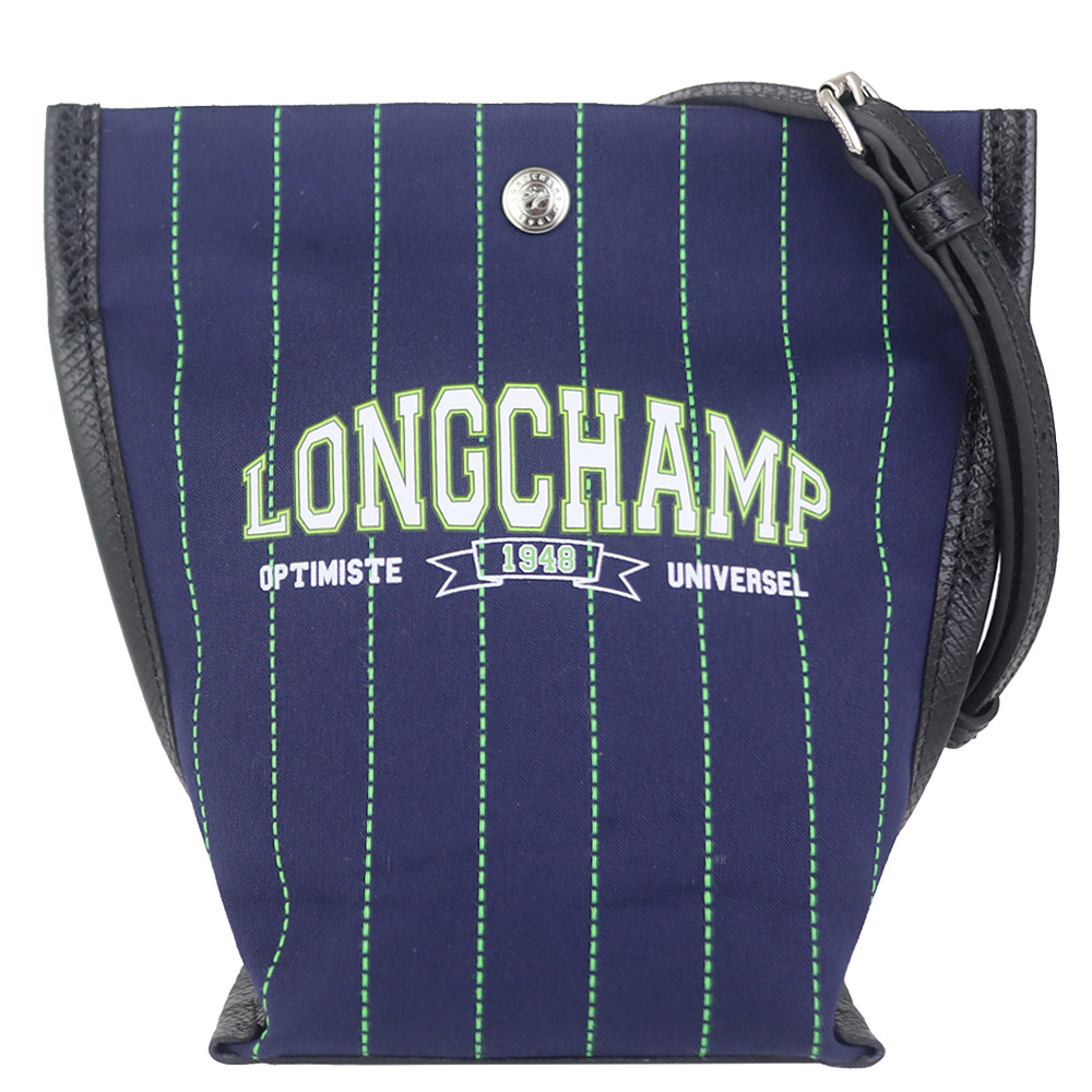 Longchamp ESSENTIAL 藍帆布條紋肩背斜背包