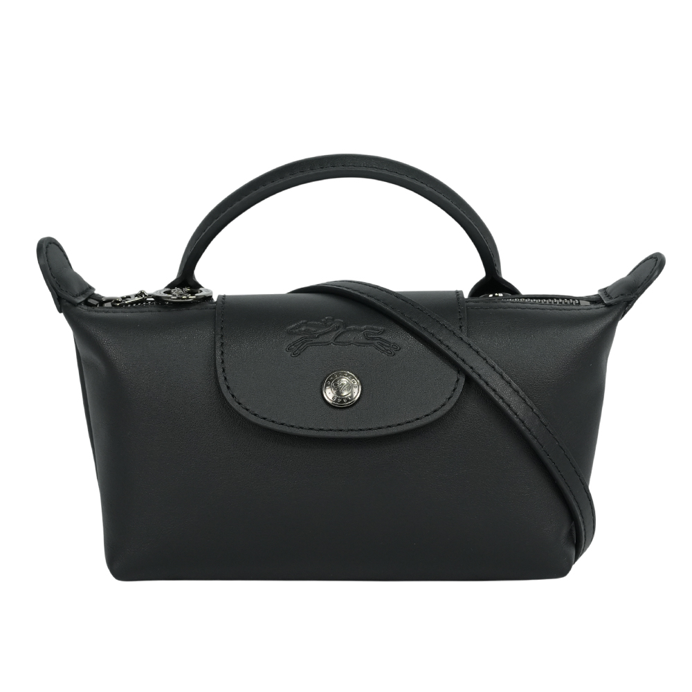 Longchamp Le Pliage Xtra XS 小牛皮迷你二用包(黑色)