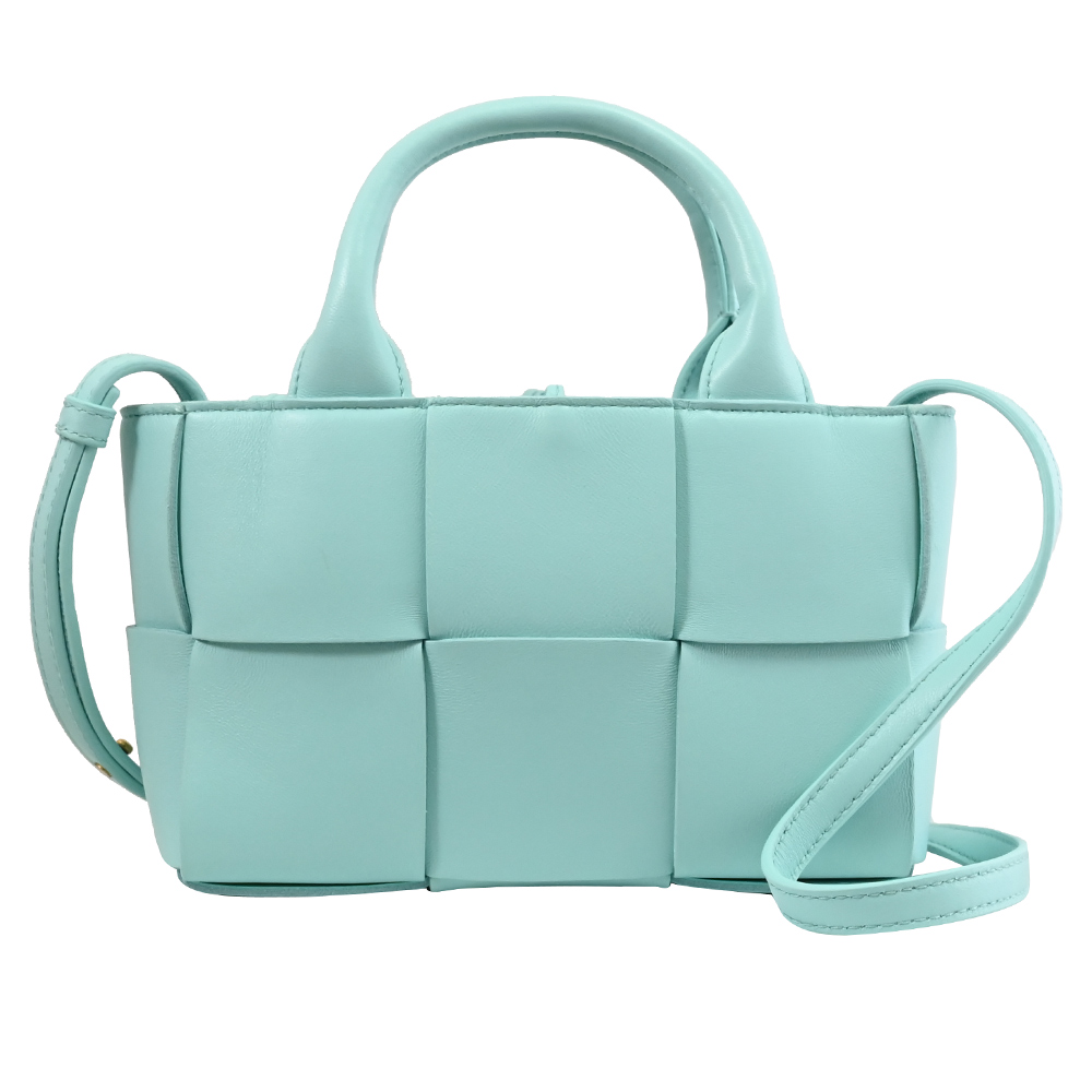 BOTTEGA VENETA 寶緹嘉 大格編織手提兩用小托特包.淺藍