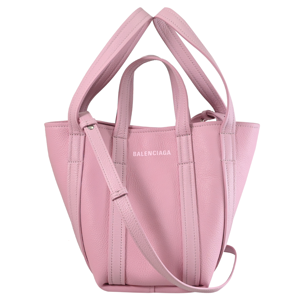 BALENCIAGA 巴黎世家 EVERYDAY NORTH-SOUTH 雙提把牛皮手提斜背兩用包.粉 XS