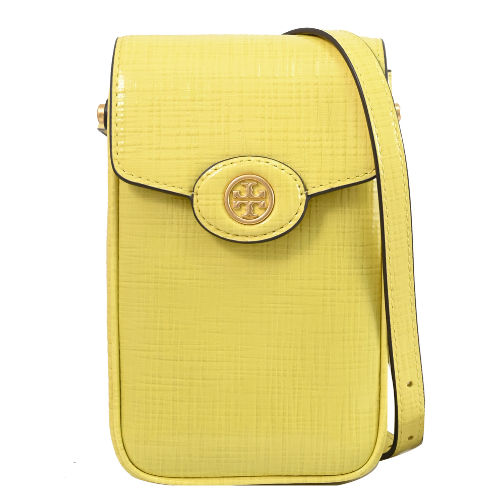 TORY BURCH Robinson 翻蓋斜背小包/手機包.黃